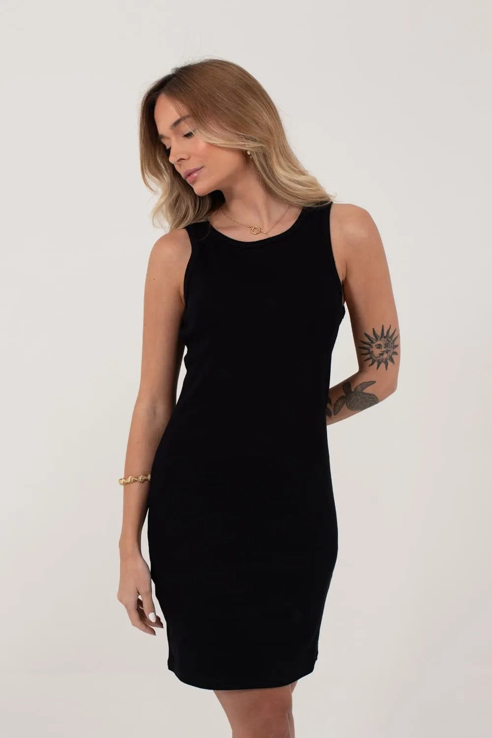 Vestido Canelado Casual Viscose Feminino