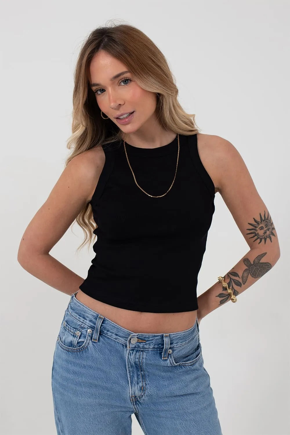 Regata Canelada Casual Viscose Feminina